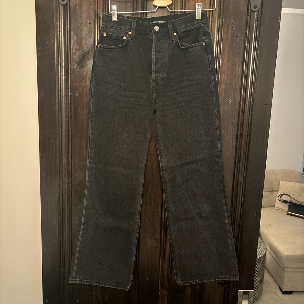 Denim Forum Black Farrah High Rise Wide Leg 28L Jeans